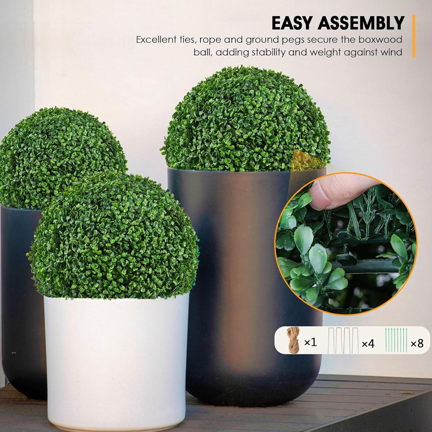 16 Inch Artificial Boxwood Topiary Set of 2 with UV Resistant Leaves