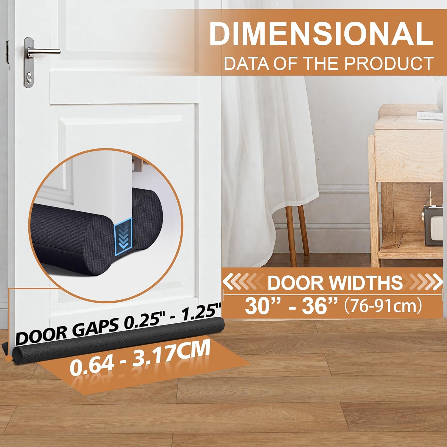 2 Pack Door Draft Stopper Adjustable 30-36 Inch Noise Sound Reduction