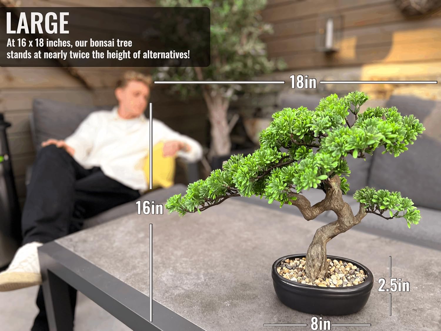 Premium Artificial Bonsai Tree 16 Inch Zen Decor