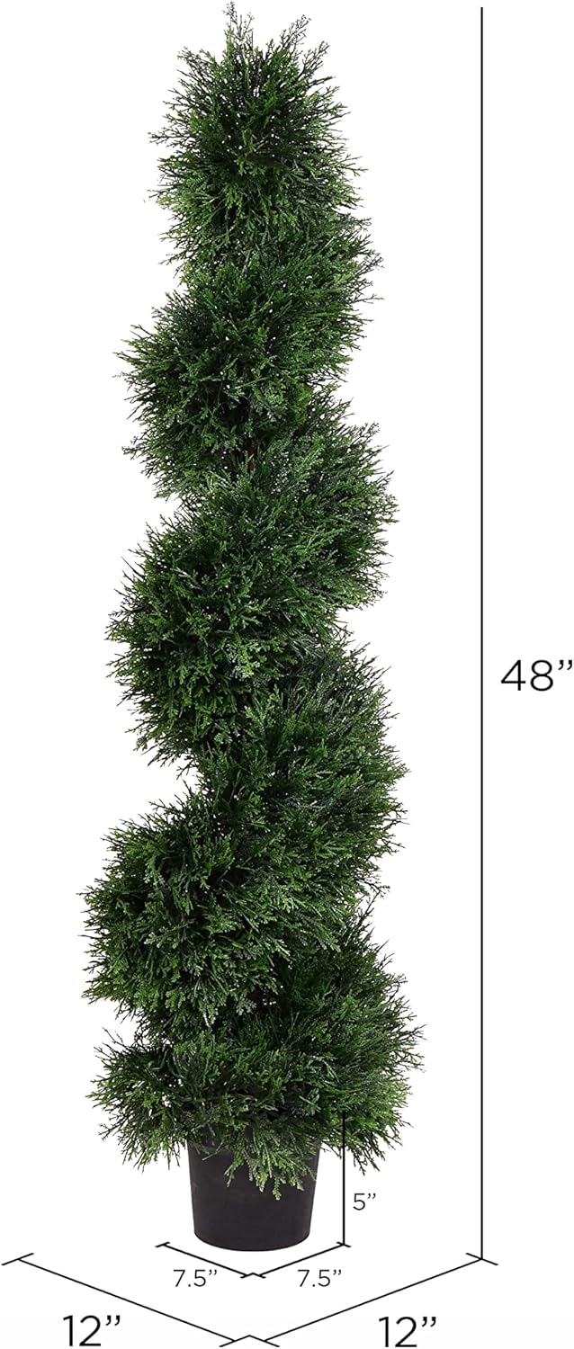 Vickerman 4 Artificial Cedar Spiral Tree - Potted Decor