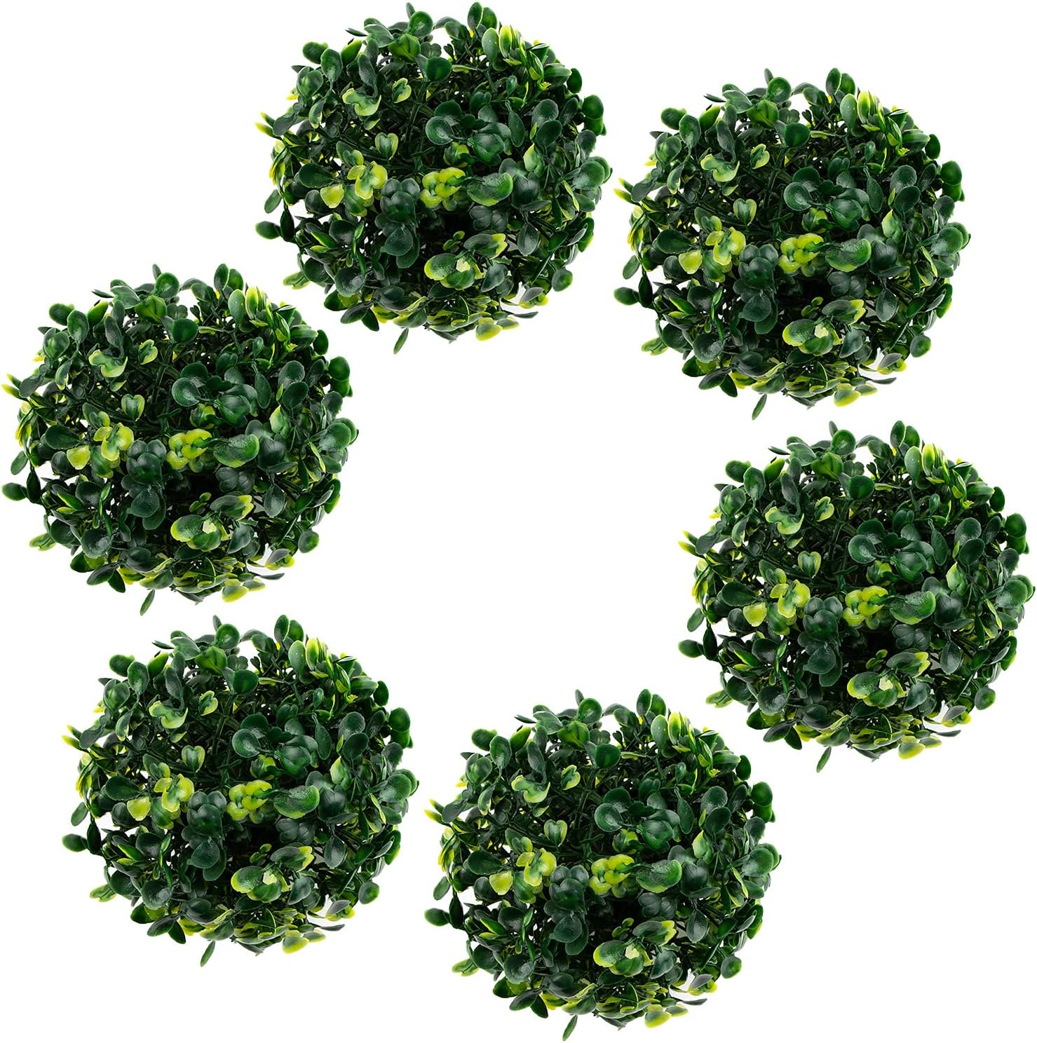 Azure Zone Pack of 6 4 Inch Artificial Boxwood Topiary Plants