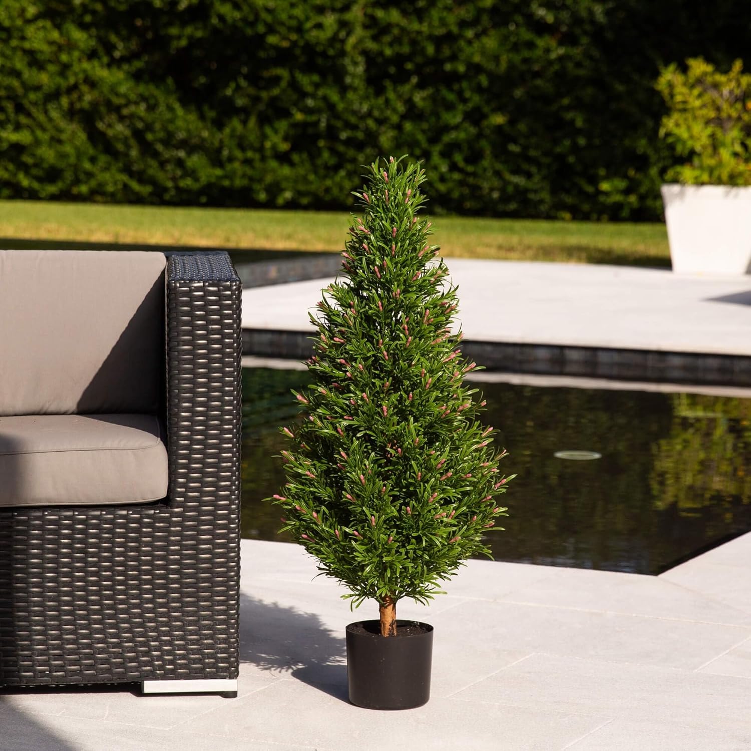 Nearly Natural 3ft UV Resistant Artificial Rosemary Cone Topiary Tree