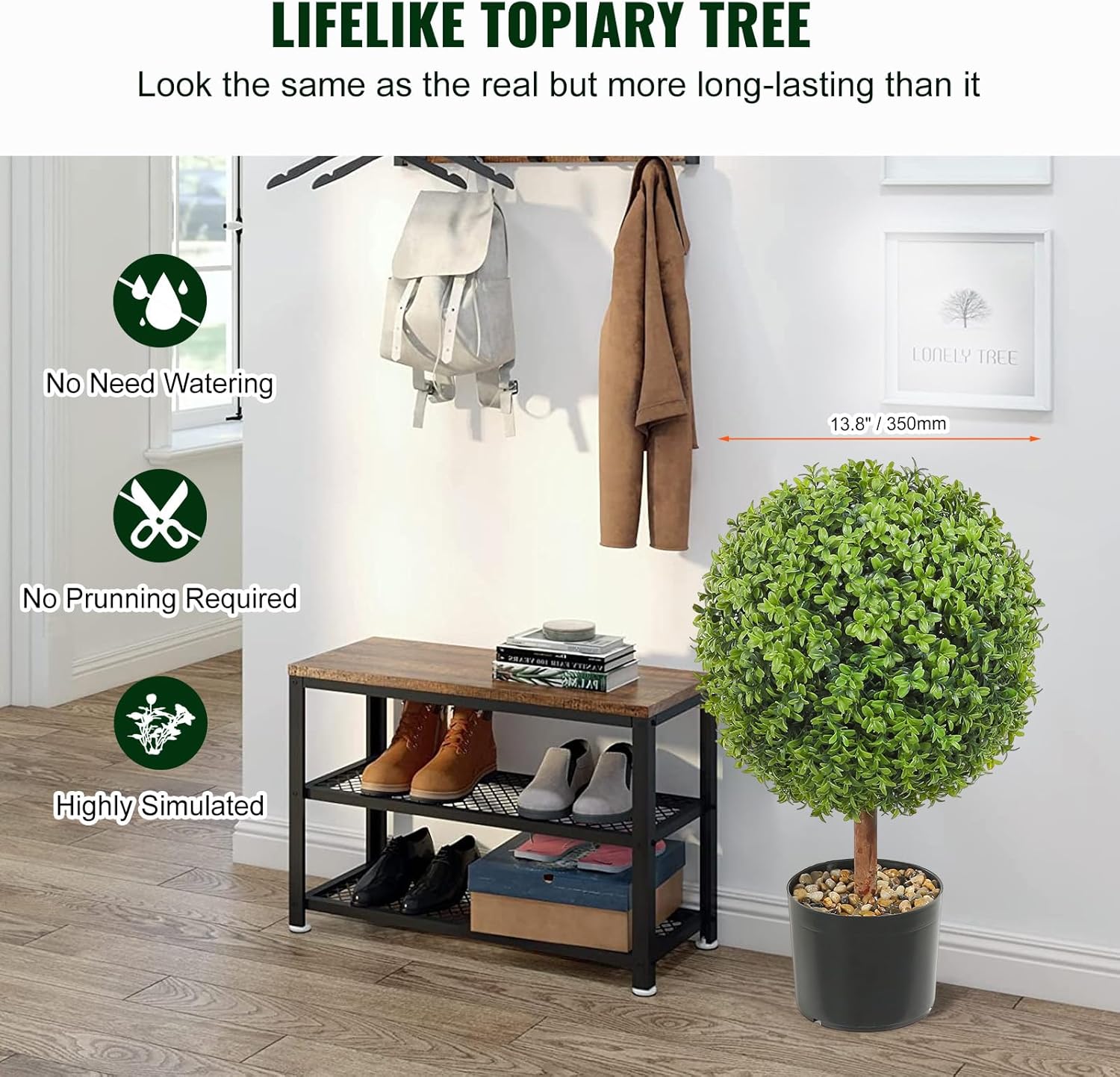 VEVOR Artificial Boxwood Topiaries 24 Inch Tall 2 Pack