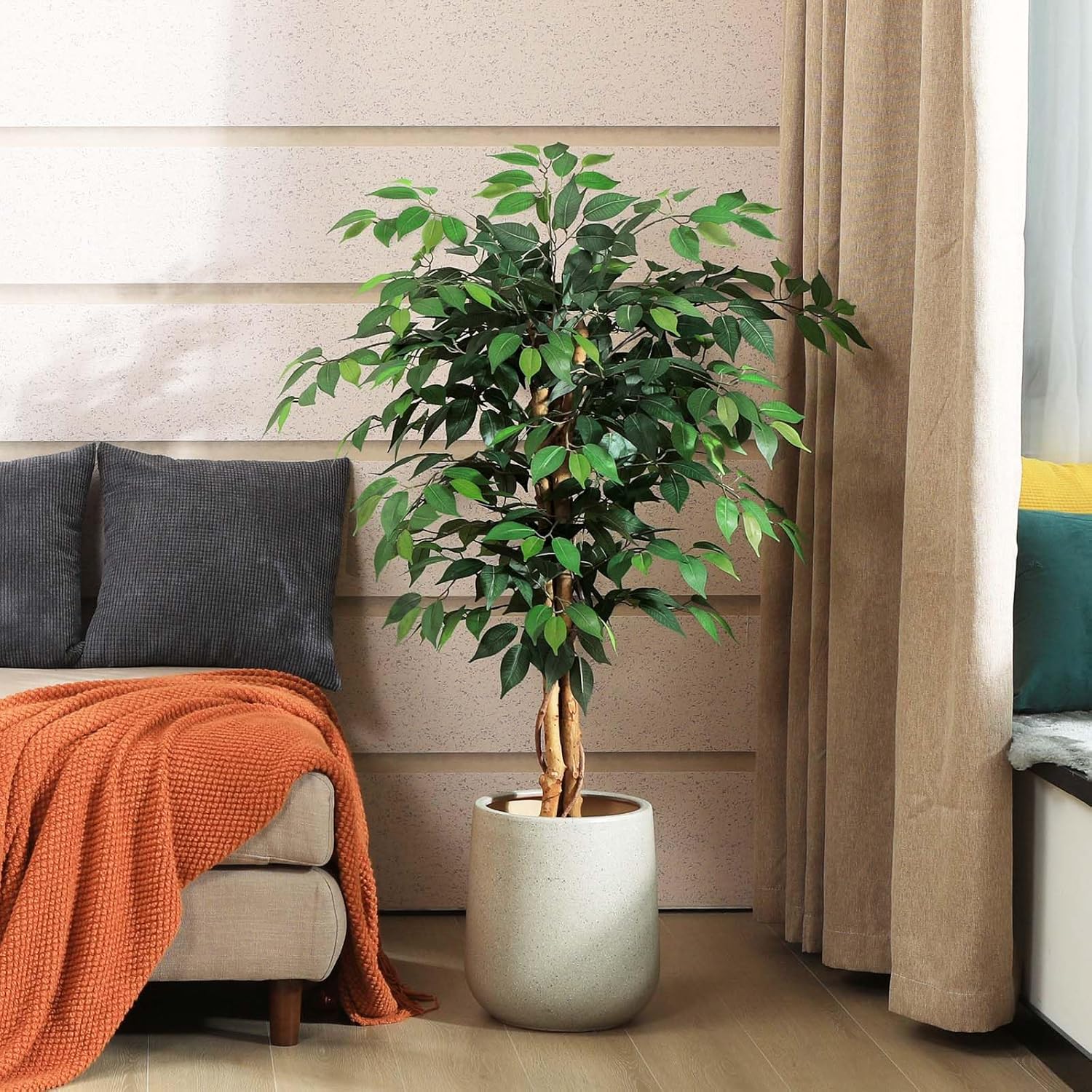 4ft Artificial Ficus Tree with Real Wood Trunk