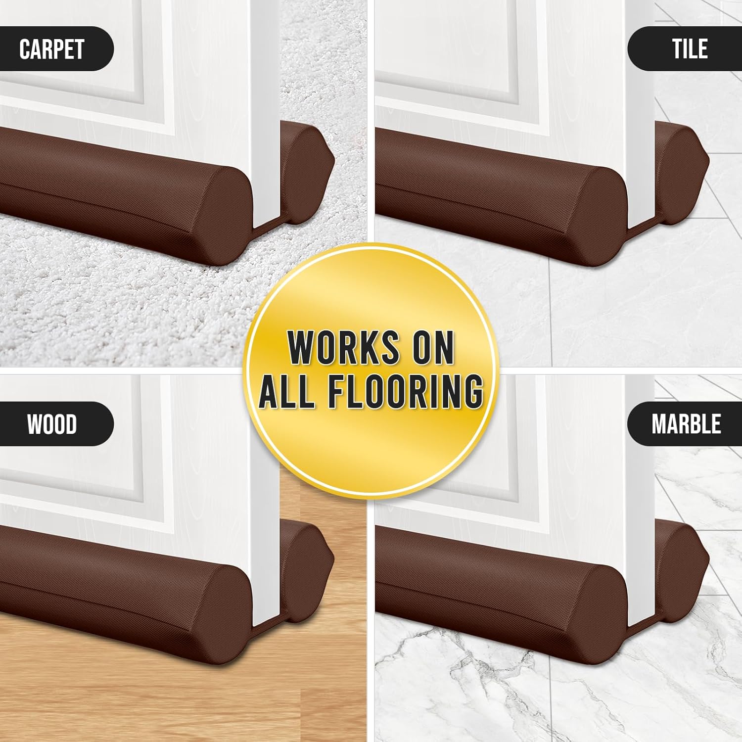 Comfyanno Under Door Draft Stopper - Brown 30 to 36 Door Fit