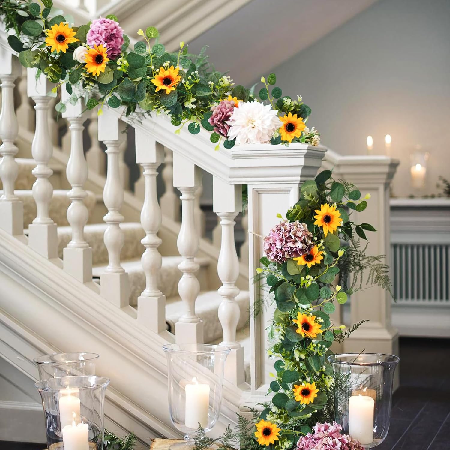 Uieke 2 Pack Artificial Sunflower Garland 6ft