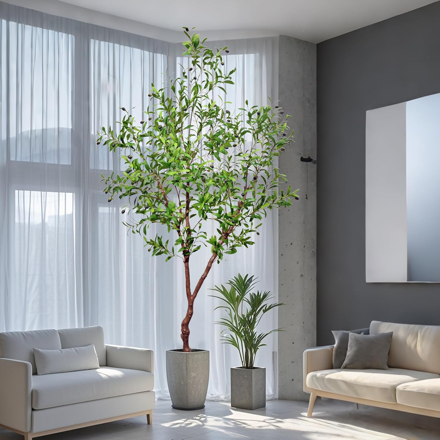 Niwellveb 7 Feet Artificial Olive Tree with Realistic Fruits