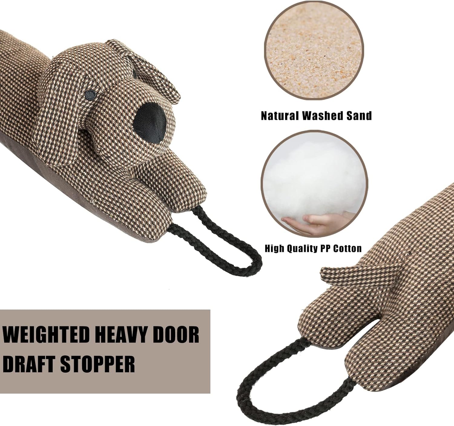 Marwood 36 Inch Decorative Snake Draft Stopper - Brown Dog
