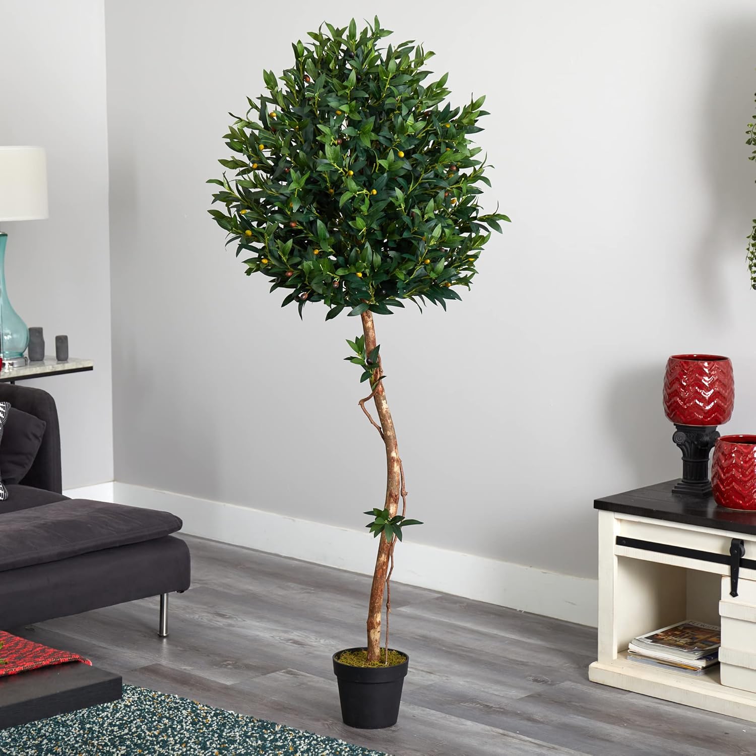 Nearly Natural 55ft Olive Topiary Artificial Tree UV Resistant