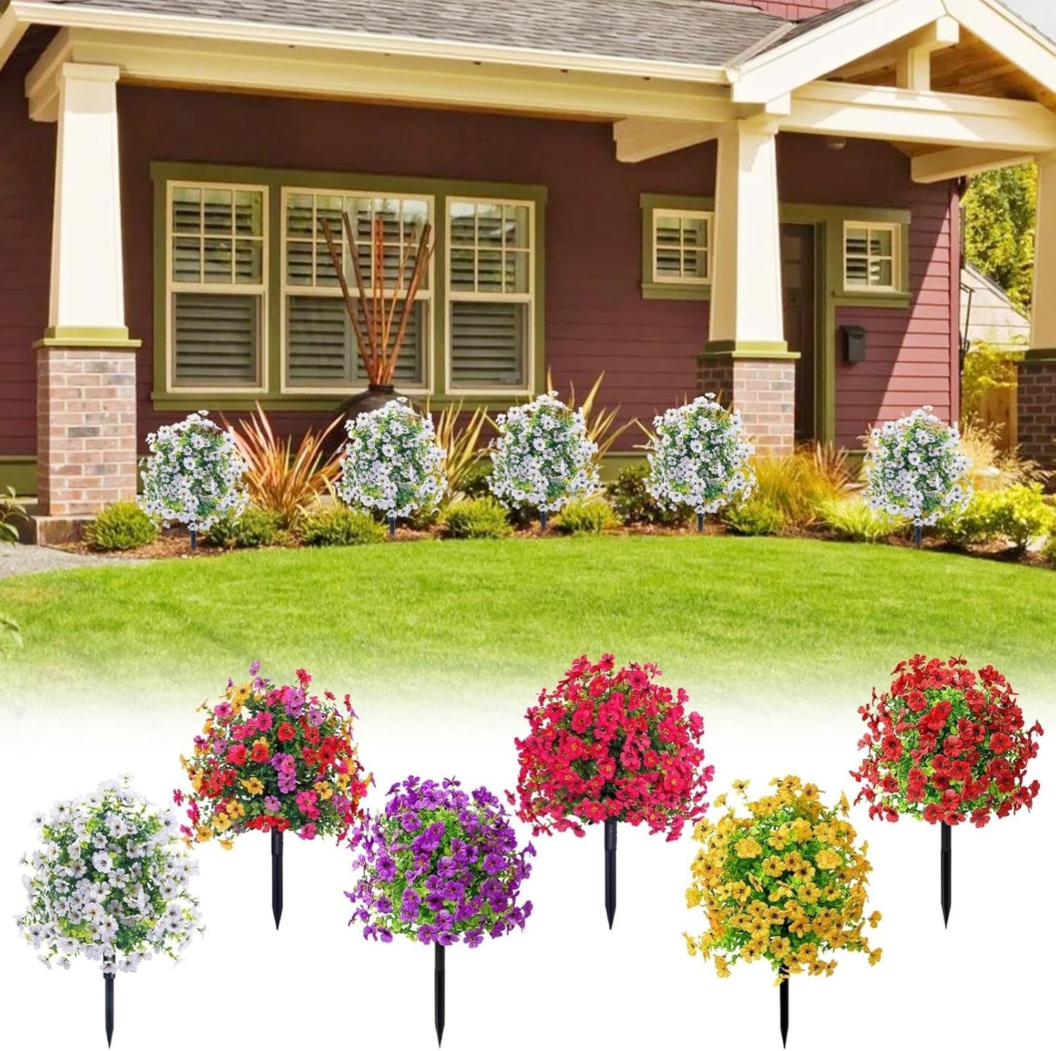 Uscallm Artificial Rose Bushes 22inch Outdoor Decoration