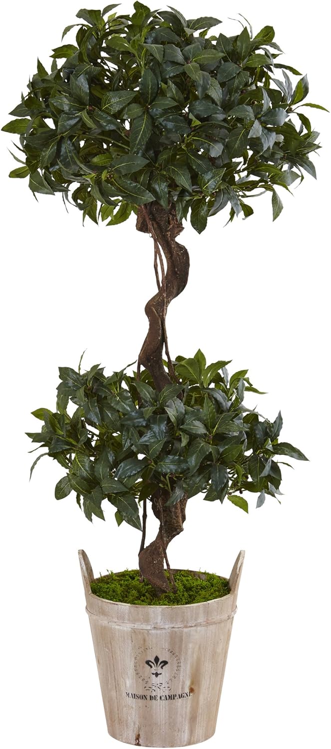 Nearly Natural 45ft Sweet Bay Double Topiary Artificial Tree