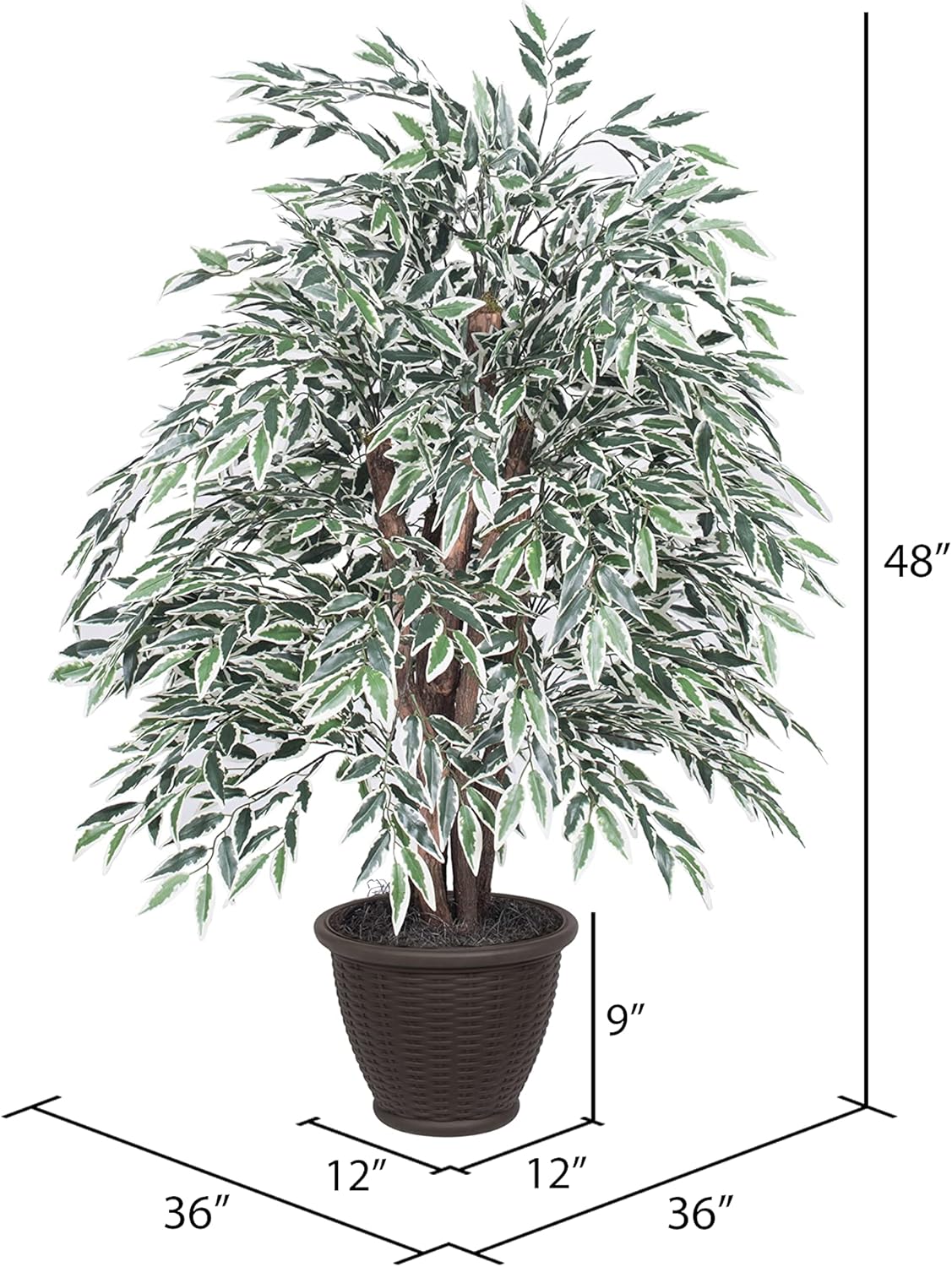 Vickerman 4 Foot Artificial Variegated Smilax Bush with Container