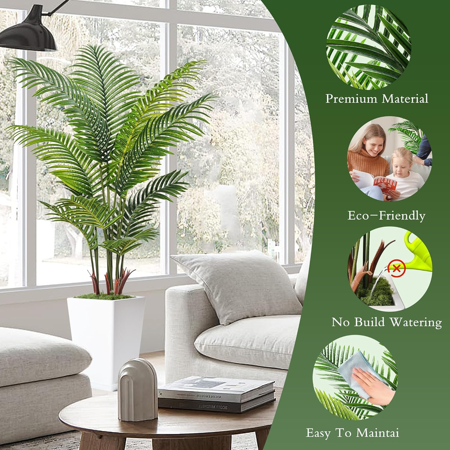 6FT Artificial Palm Tree White for Home Office Decor