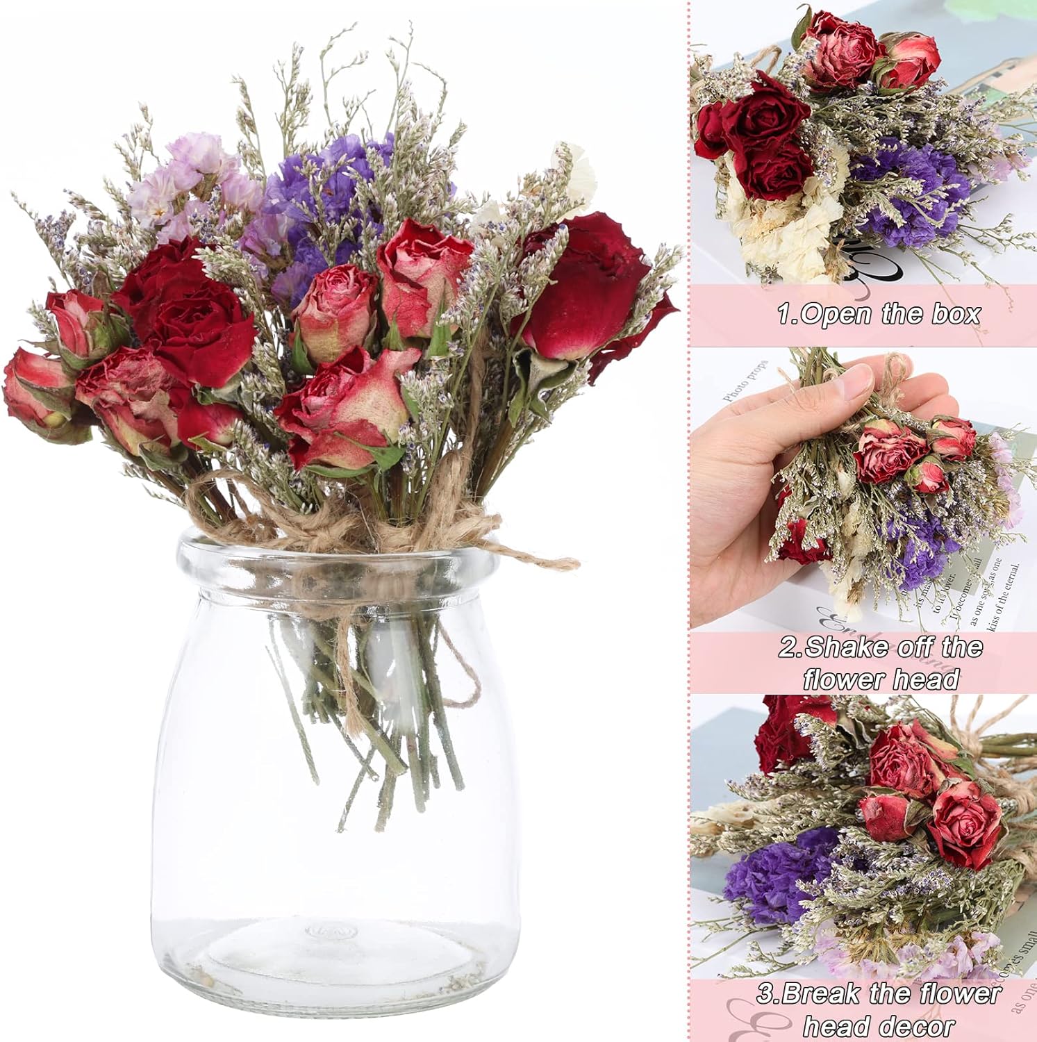 10 Pack Mini Dried Flower Bouquets with Stem Forget Me Not