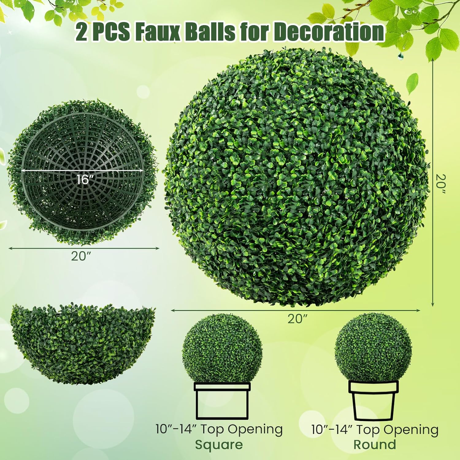GOFLAME 20 Artificial Plant Topiary Ball Set