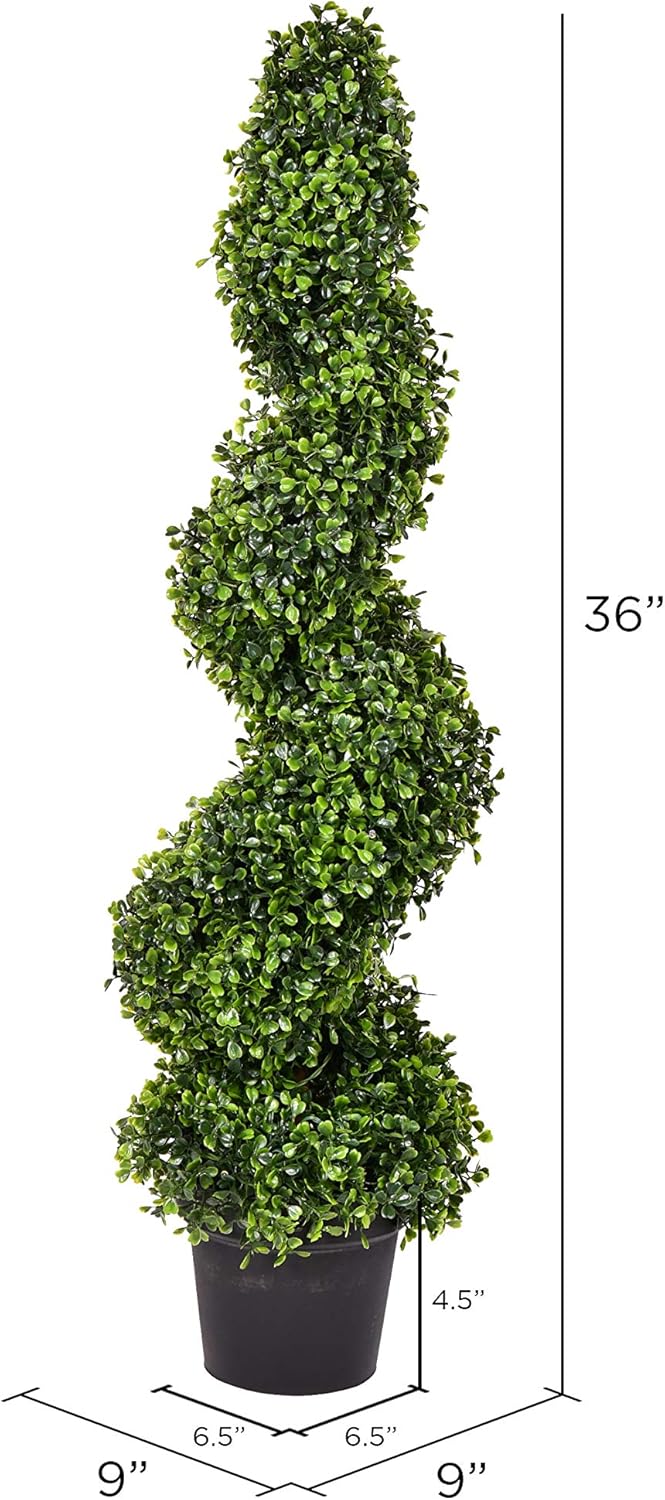 Vickerman Artificial Boxwood Spiral Tree 3 Foot Tall