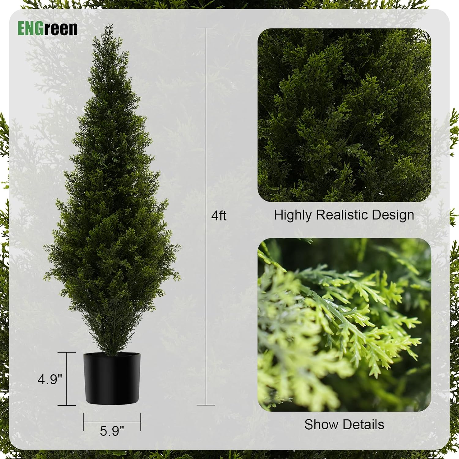 ENGREEN Artificial Cedar Topiary Trees 4FT Tall 2 Set
