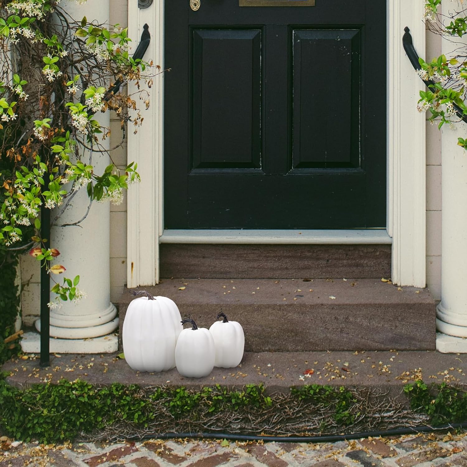 Quancru 3pcs White Artificial Foam Pumpkin Decorations