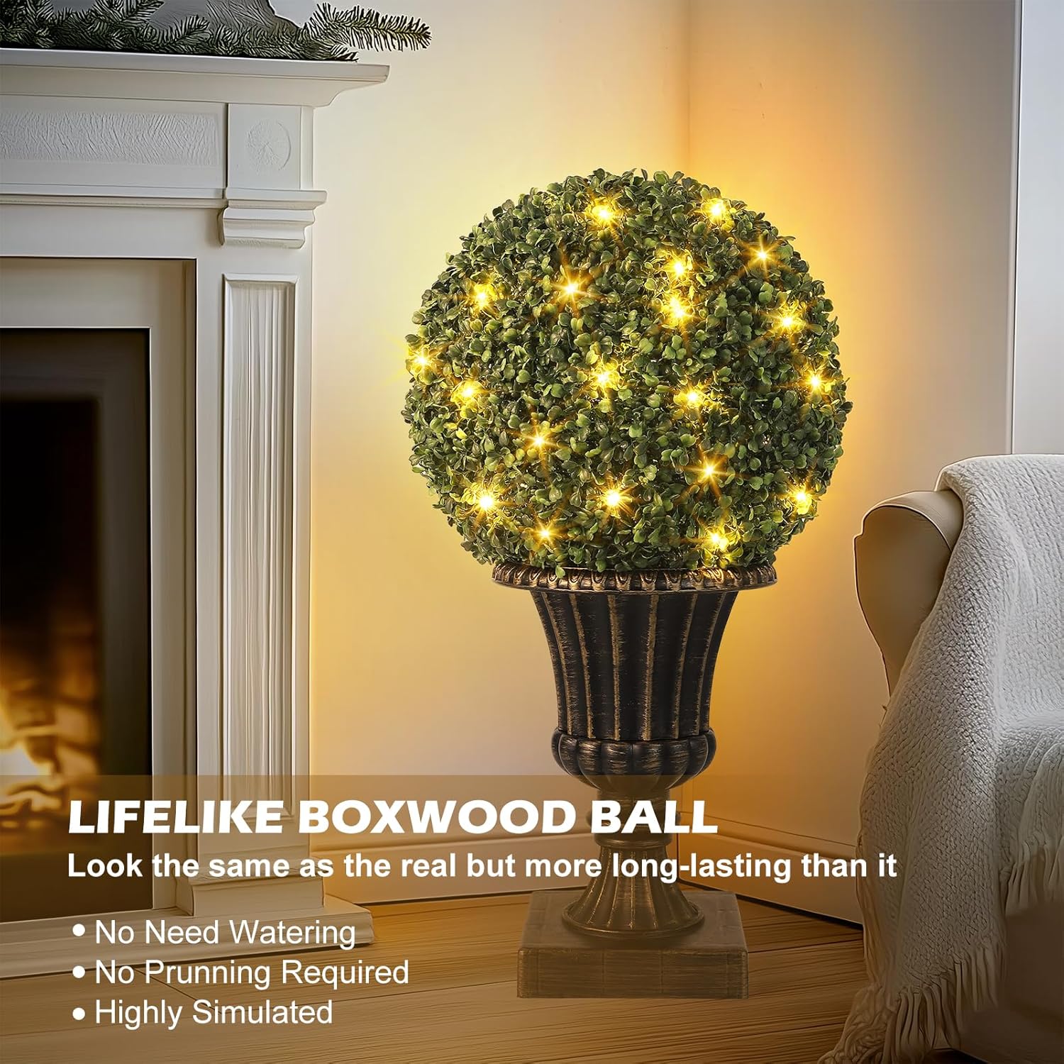 GarveeHome 16 Artificial Topiary Ball with Lights