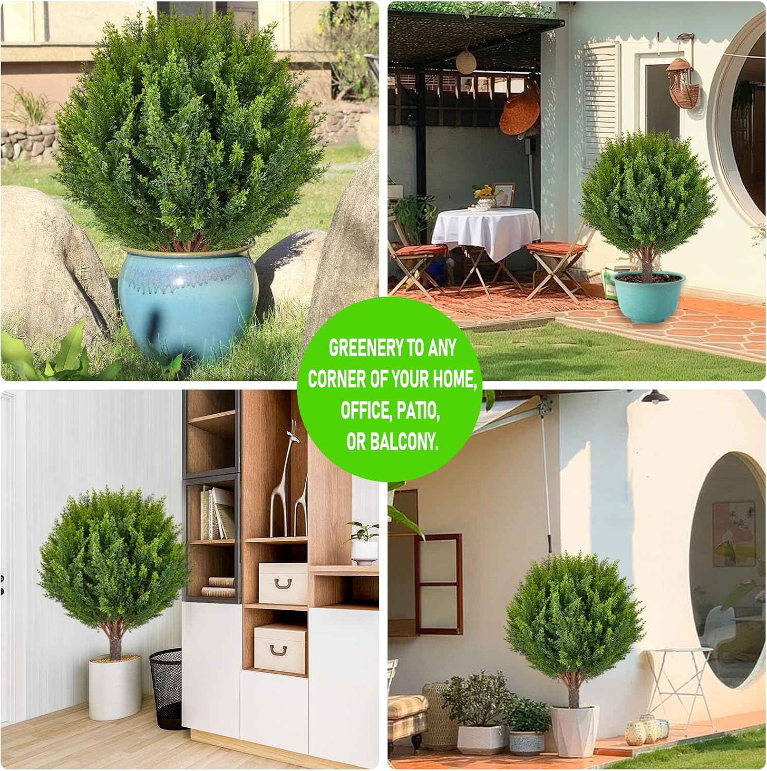 Artificial Cedar Topiary Tree with 2 Planting Stakes 158 Inch