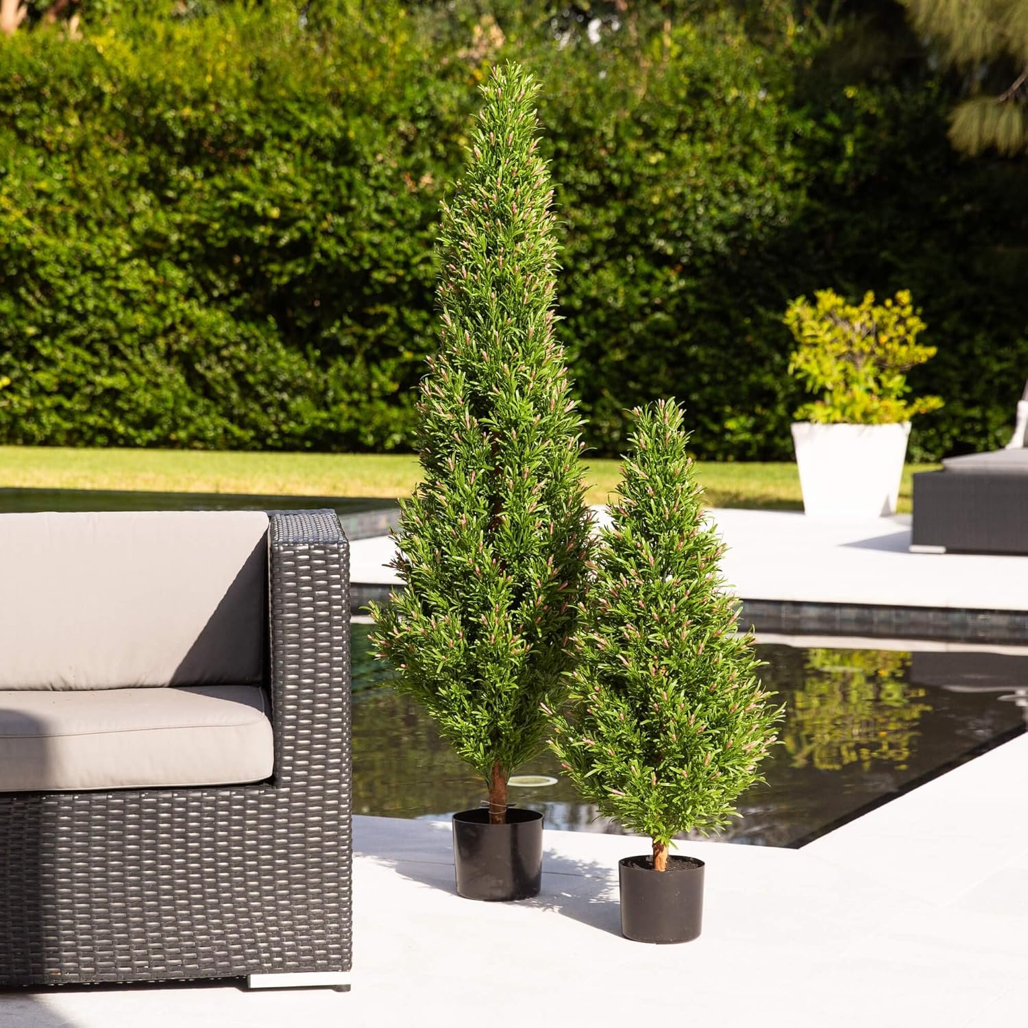 Nearly Natural 3ft UV Resistant Artificial Rosemary Cone Topiary Tree