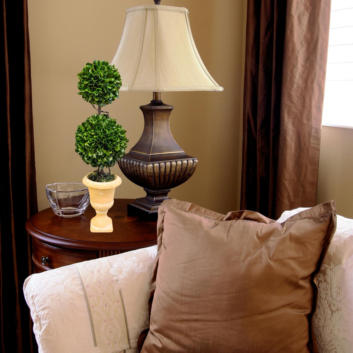 Admired By Nature 18 H Artificial Boxwood Topiary with Double Ball in Pot