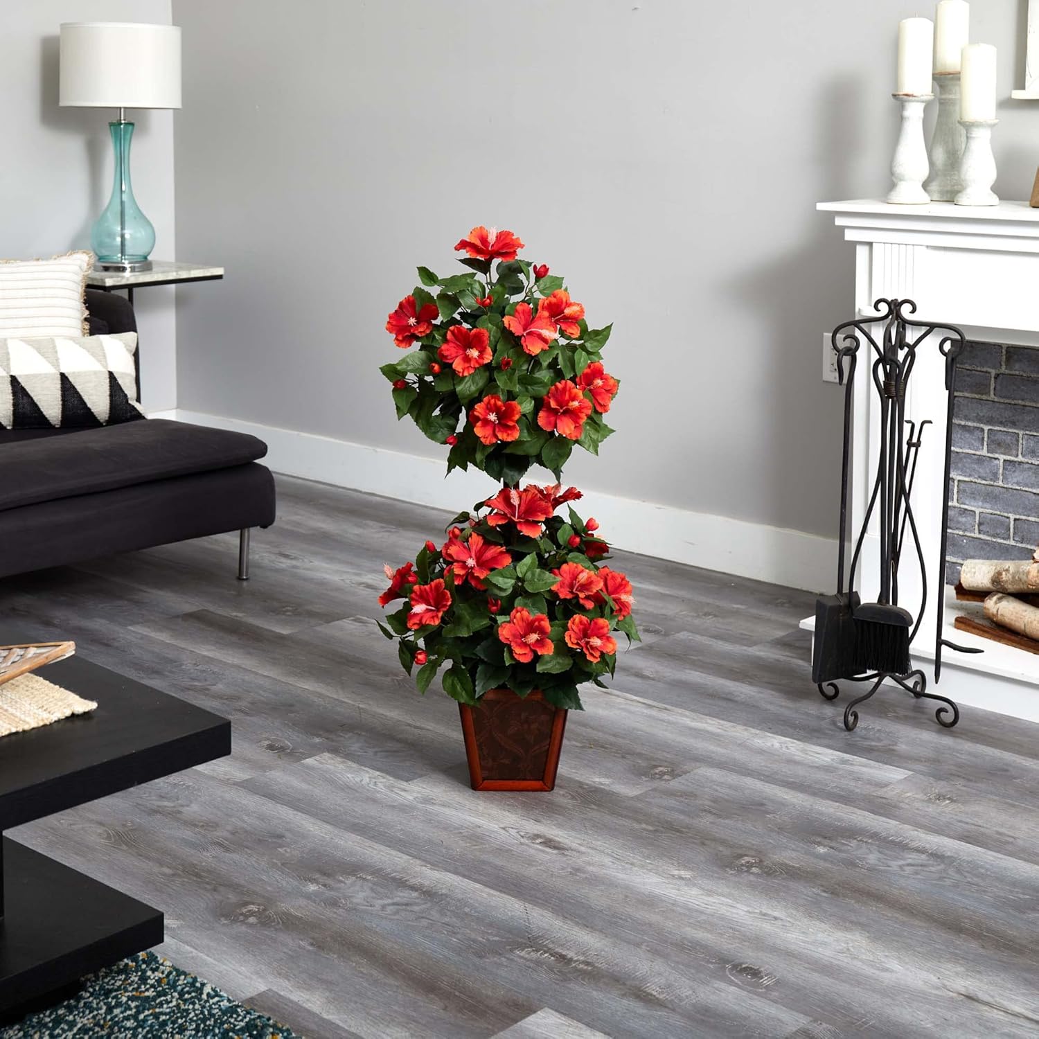 Nearly Natural 39in Hibiscus Topiary