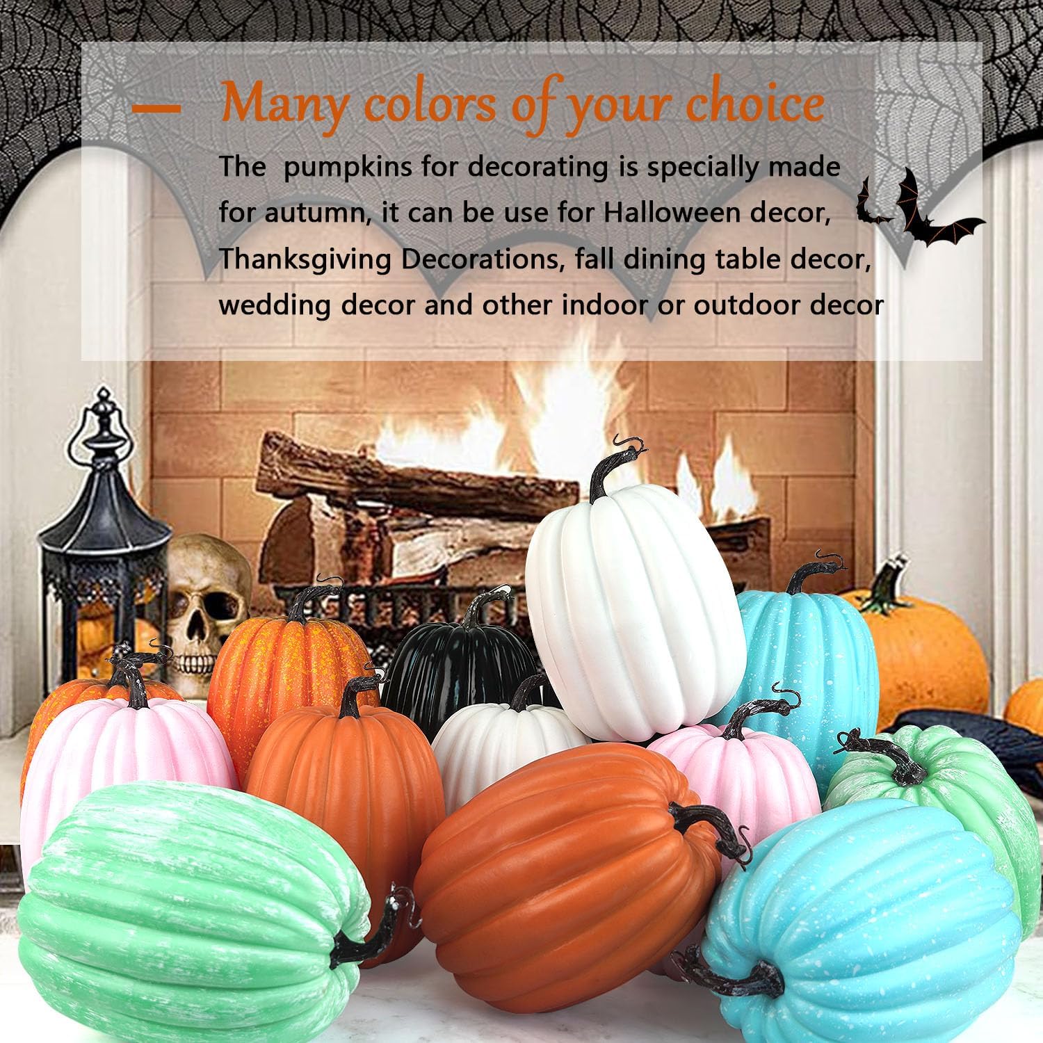 Artmag 8 Inch Artificial Pumpkins 2PCS Fall Decor