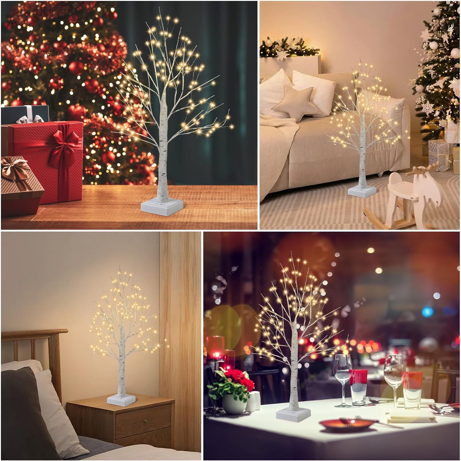 144 LED Birch Tree Lamp with Timer and USB Power