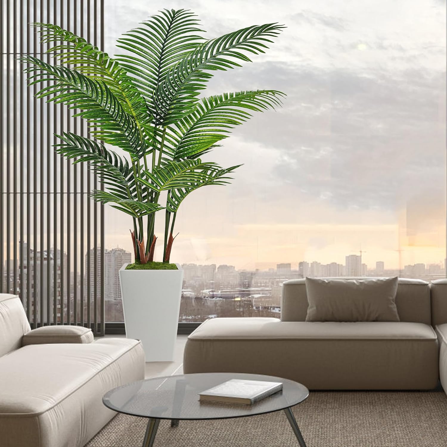 6FT Artificial Palm Tree White for Home Office Decor