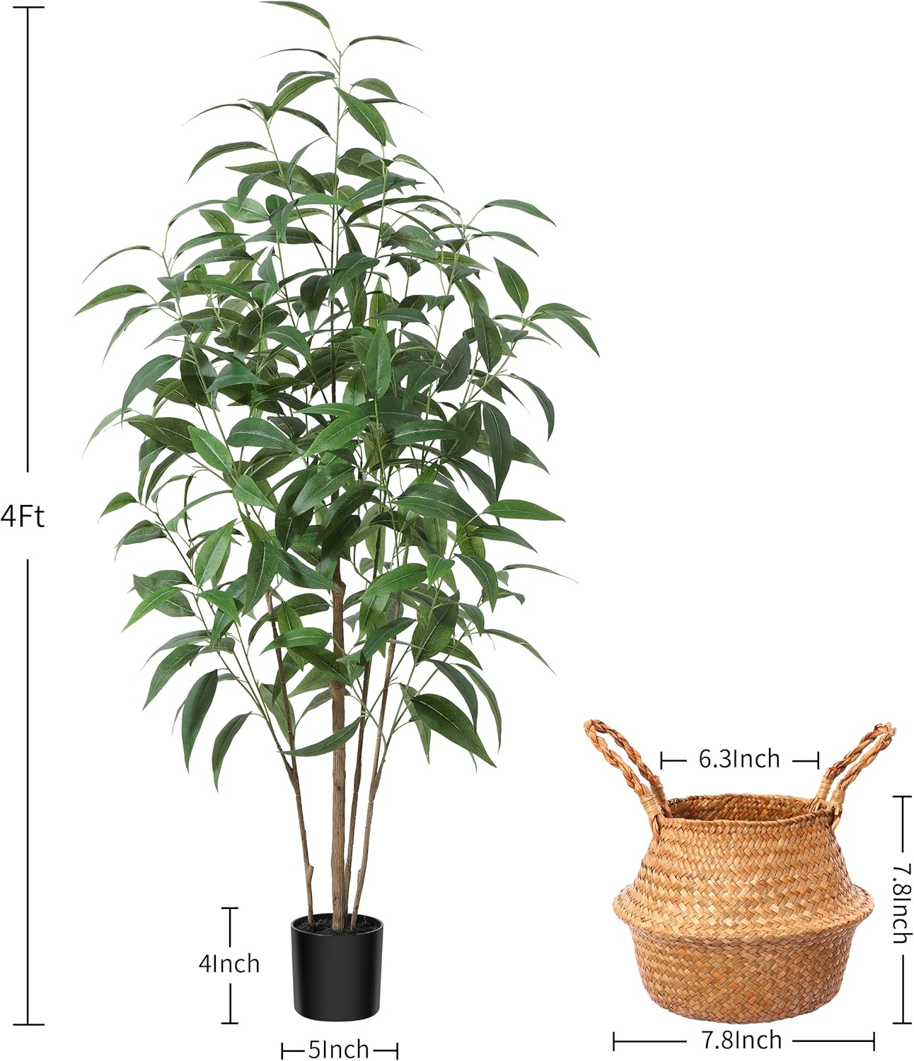 Ferrgoal 4 Ft Artificial Eucalyptus Tree in Pot