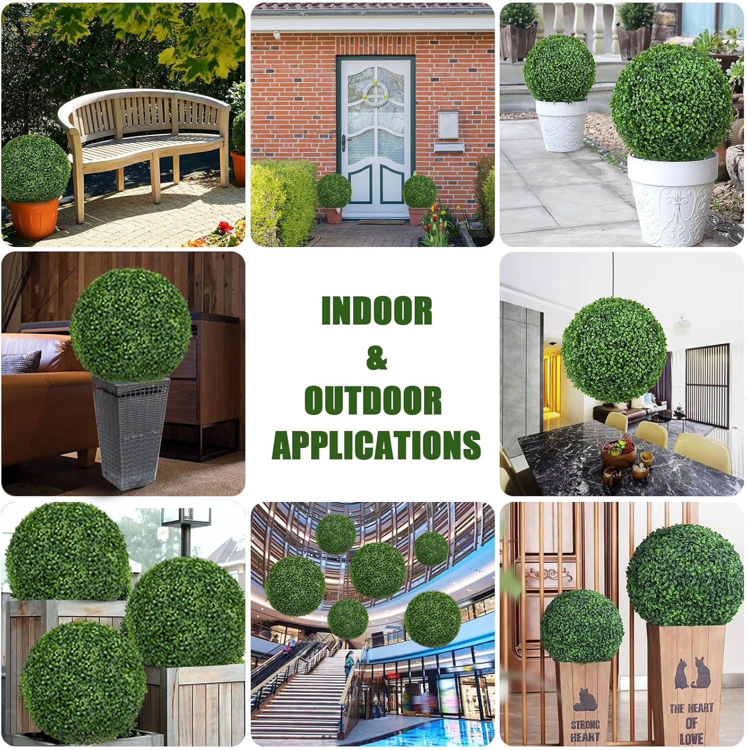 16 Inch Artificial Boxwood Topiary Set of 2 with UV Resistant Leaves