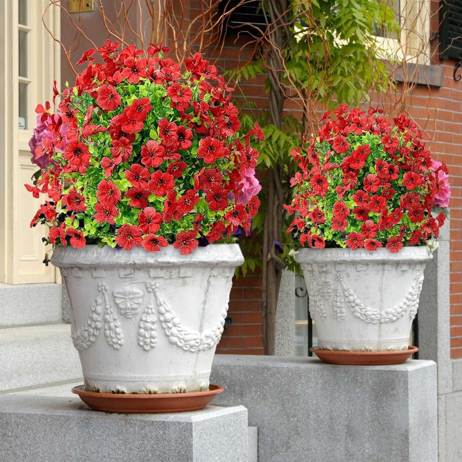 Uscallm Artificial Rose Bushes 22inch Outdoor Decoration