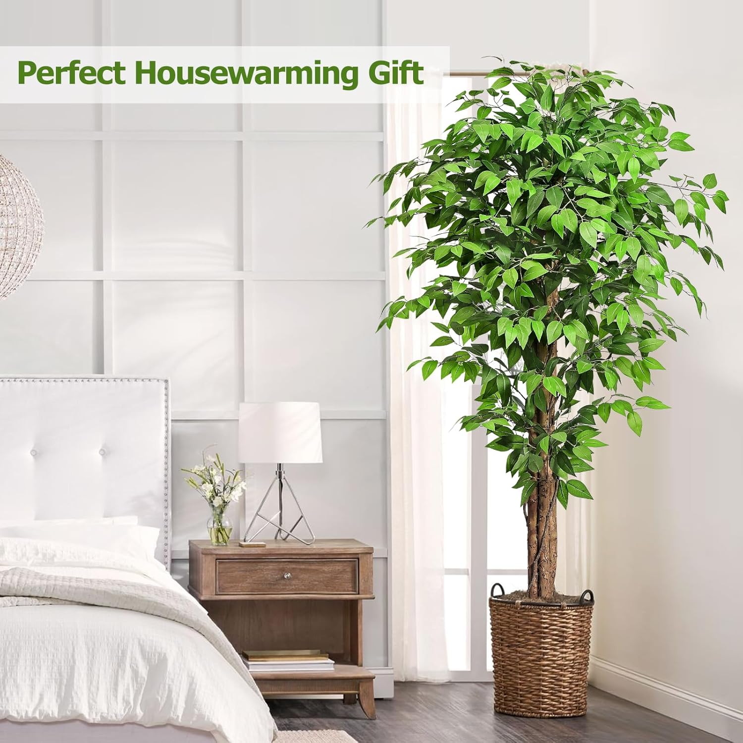 62ft Ficus Artificial Tree with 3 Trunks and Dried Moss