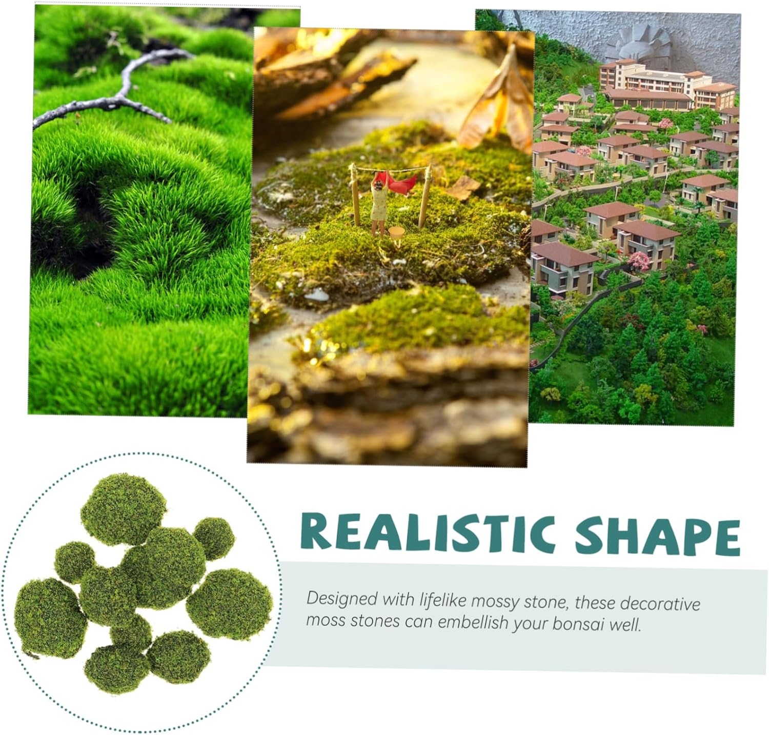 12Pcs Artificial Moss Stones for Garden Decor