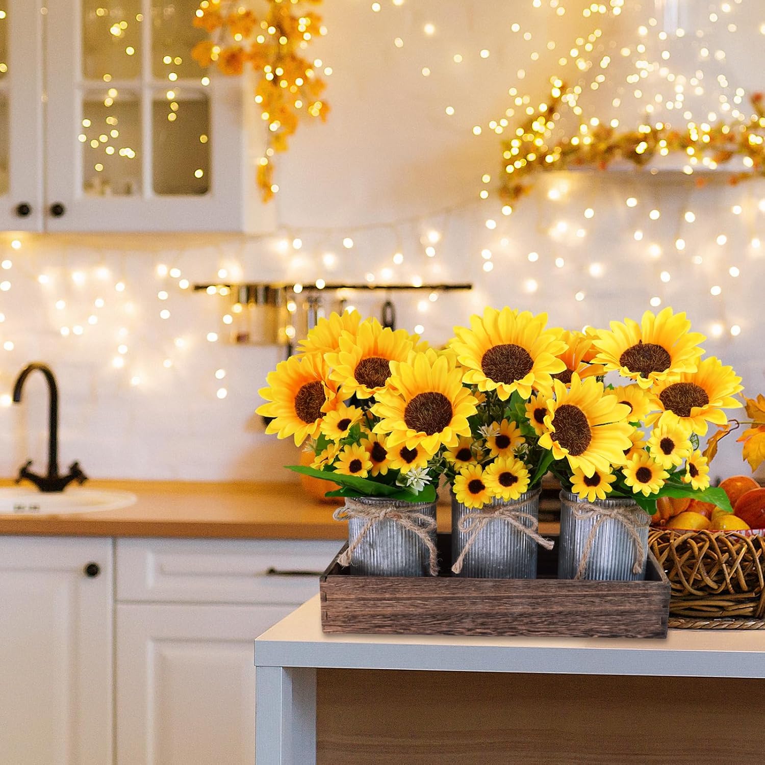 Winlyn 3 Piece Artificial Sunflower Farmhouse Decor Set