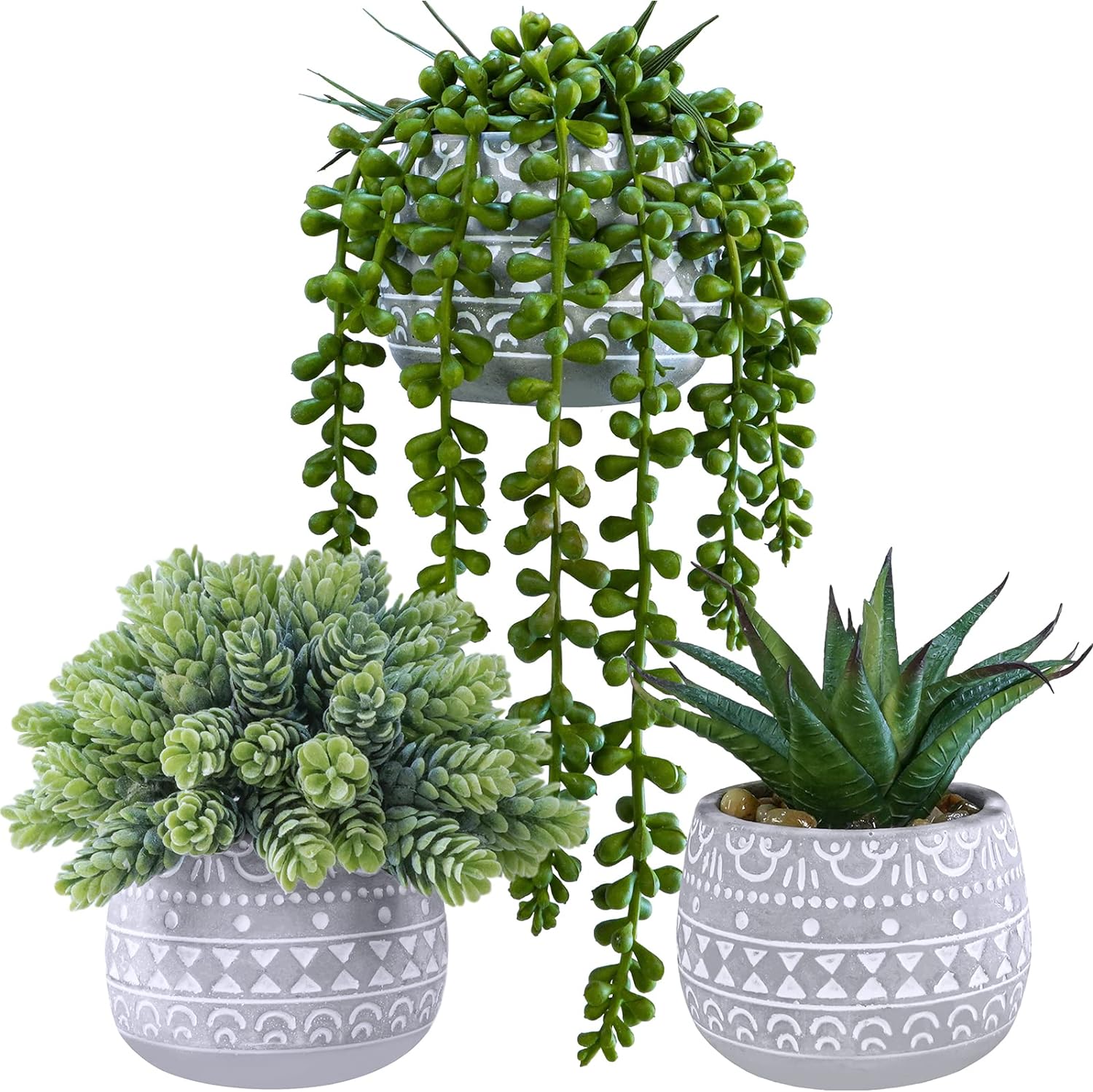 Winlyn 3 Pcs Assorted Small Artificial Succulent Plants