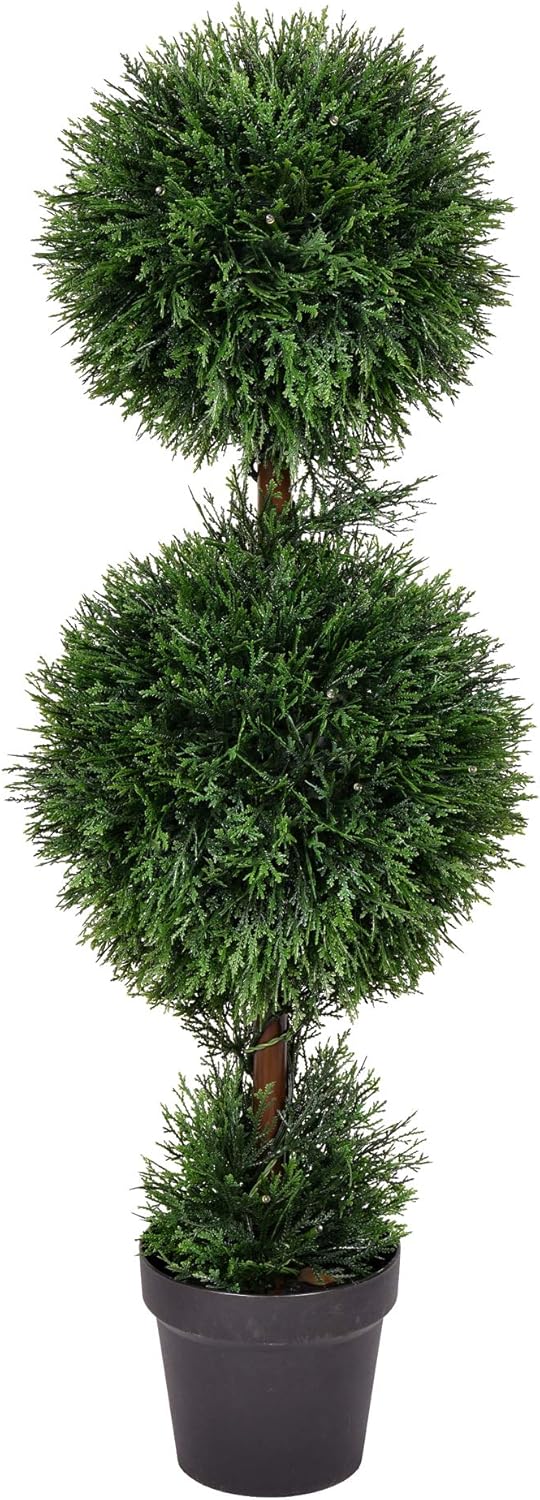 Vickerman 3 Foot Artificial Cedar Topiary Double Ball Tree