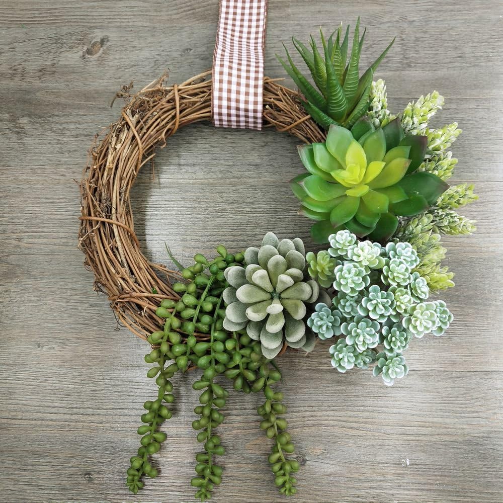 Winlyn 6 Pcs Assorted Fake Succulents Hanging
