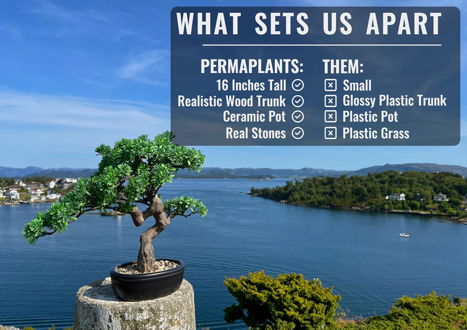 Premium Artificial Bonsai Tree 16 Inch Zen Decor