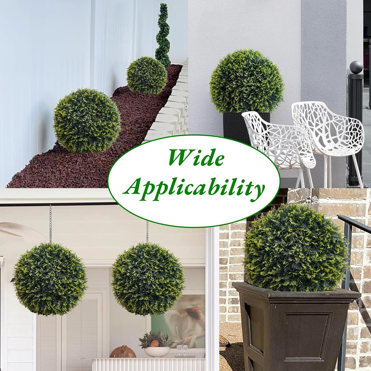 Garvee Artificial Cedar Topiary Balls 2 Pcs 19 Inch