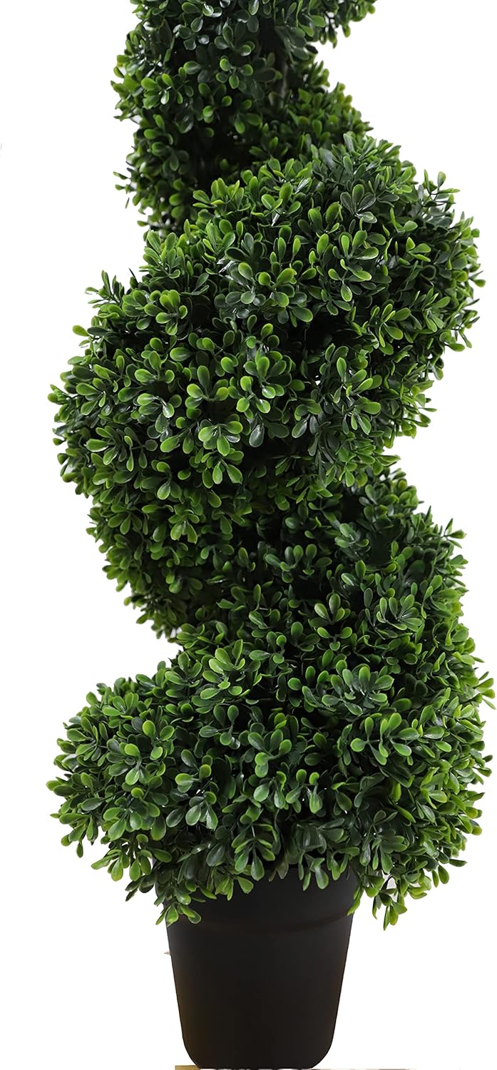 35 Inch Outdoor Boxwood Spiral Faux Topiary Trees Set of 2