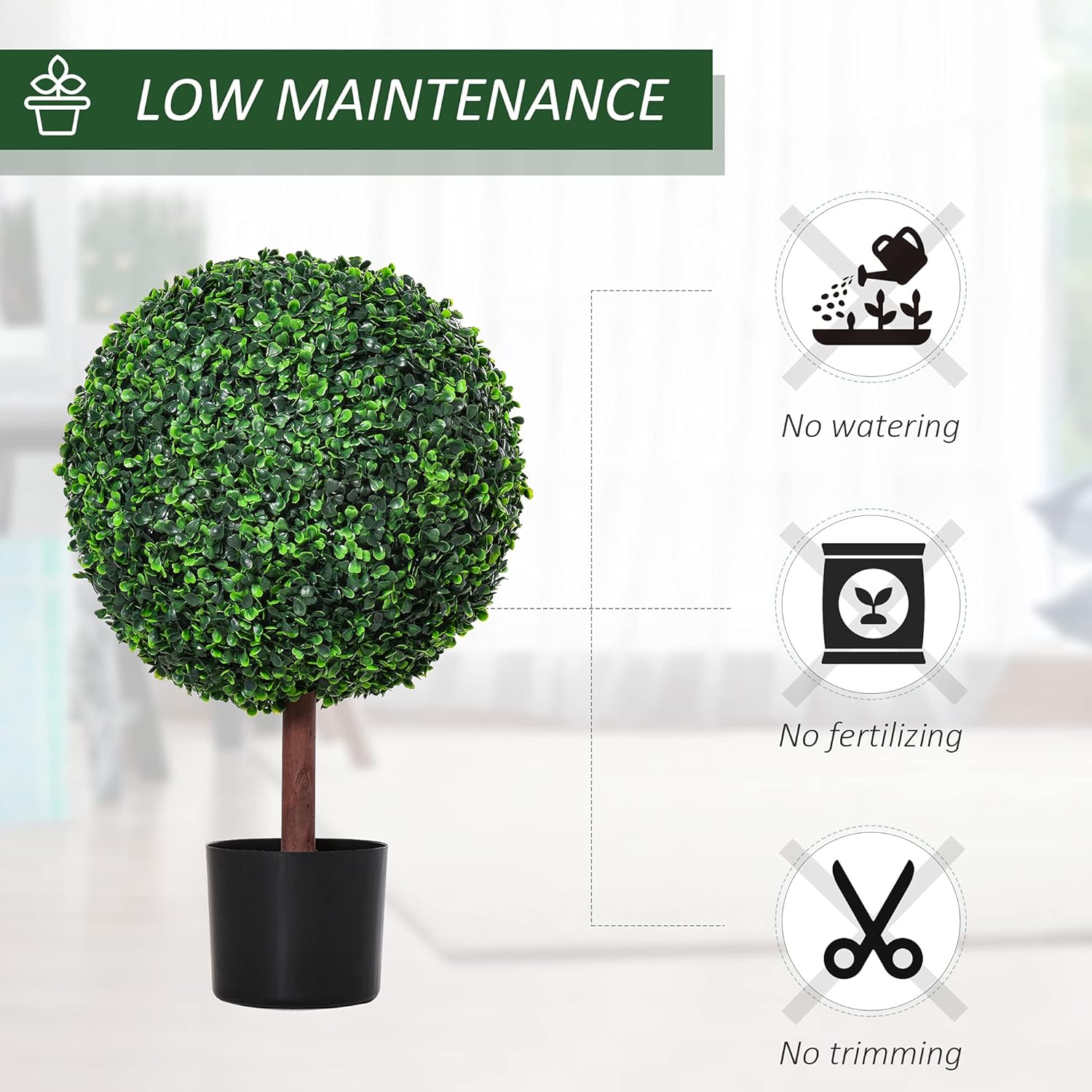 Outsunny 235 Artificial Boxwood Topiary Ball Tree