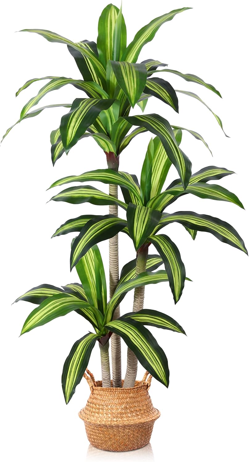 Ferrgoal 5 Ft Dracaena Tree Artificial Plants with Woven Seagrass Basket