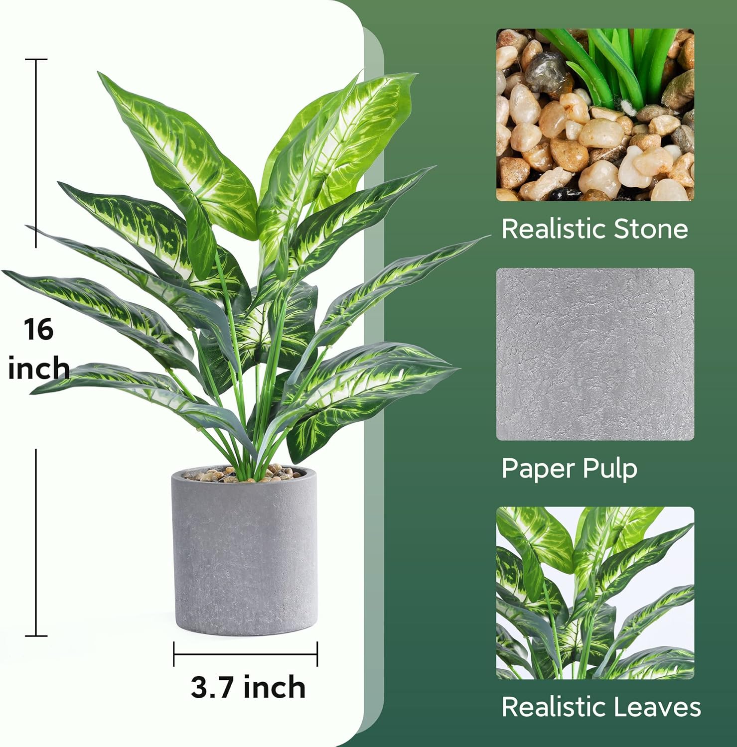 16 Inch Artificial Taro Plants for Home Office Decor