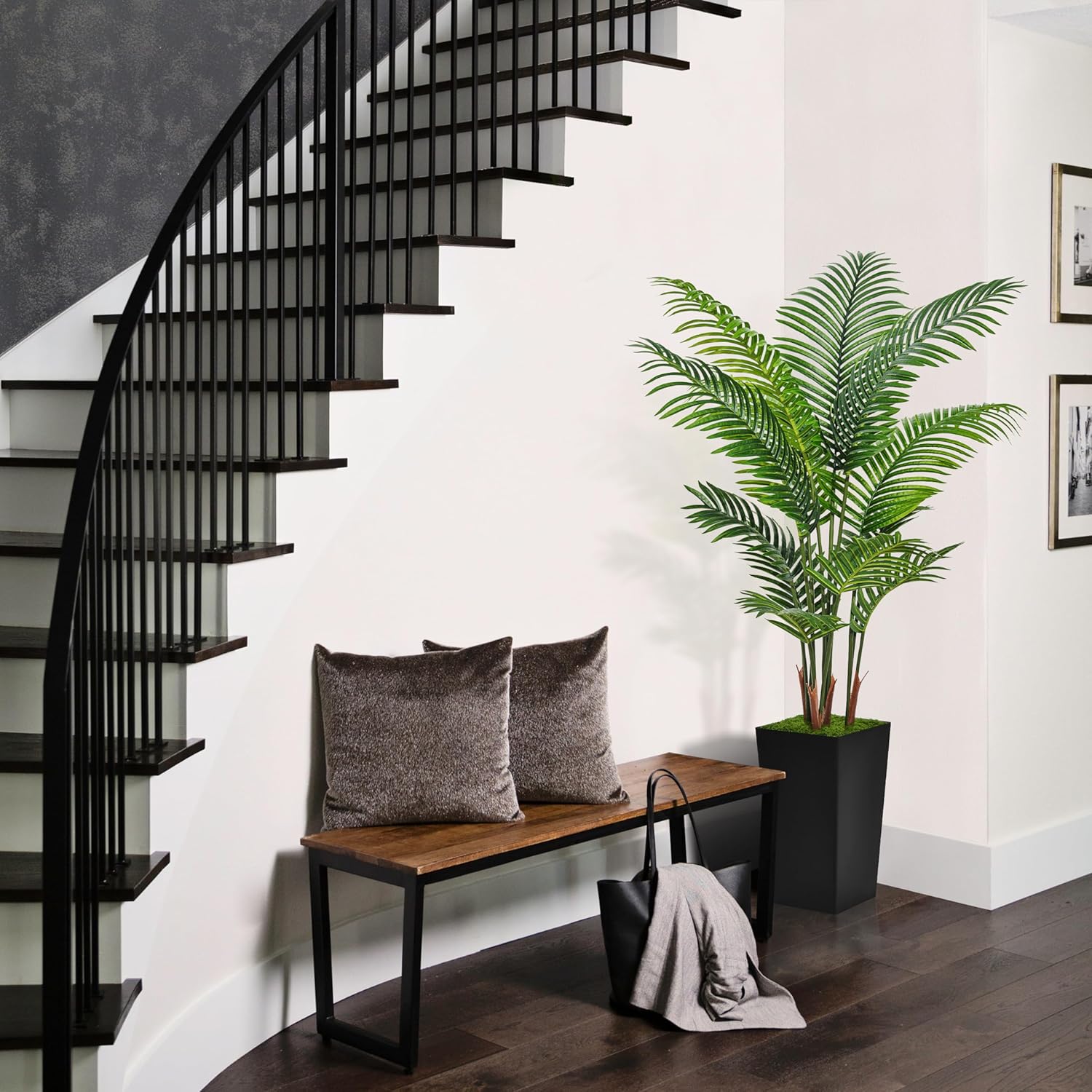 Astidy Artificial Palm Tree 5FT - Fake Tropical Areca Plant with Black Planter