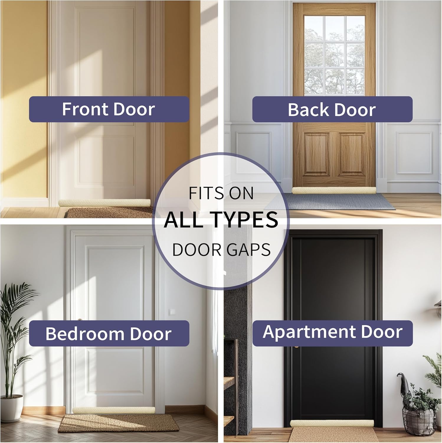 Ciieyuo Door Draft Stopper Velour Insulation Noise Blocker