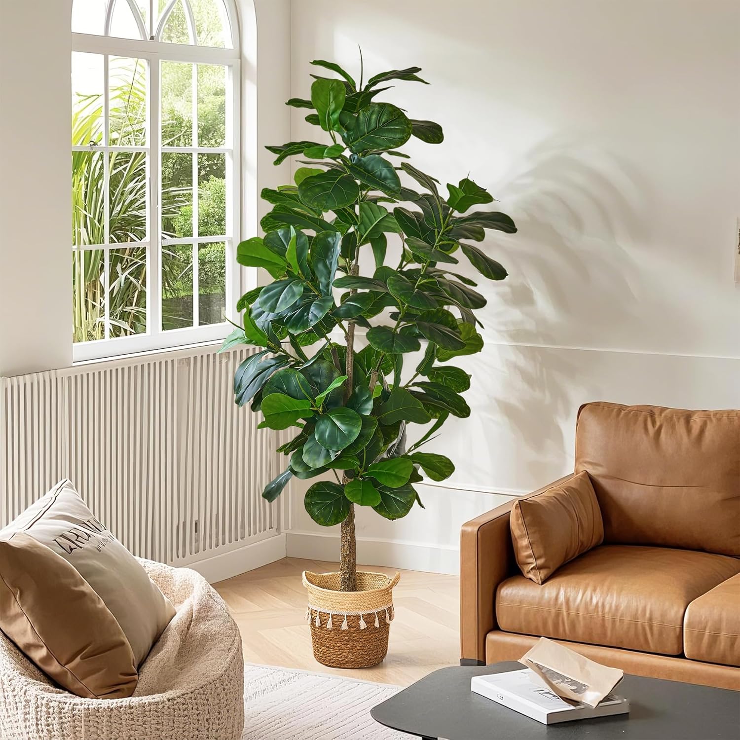 VECELO Artificial Fiddle Leaf Fig Tree 6FT Tall Fake Floor Plant