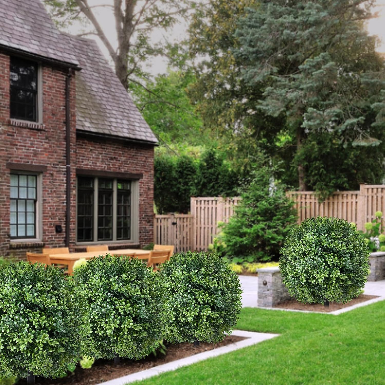24 Artificial Boxwood Topiary Set of 2 with Ground Spike