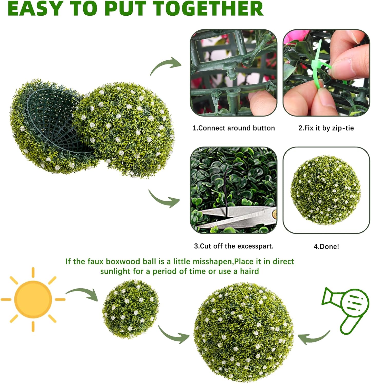 GarveeHome Artificial Topiary Ball Set of 2
